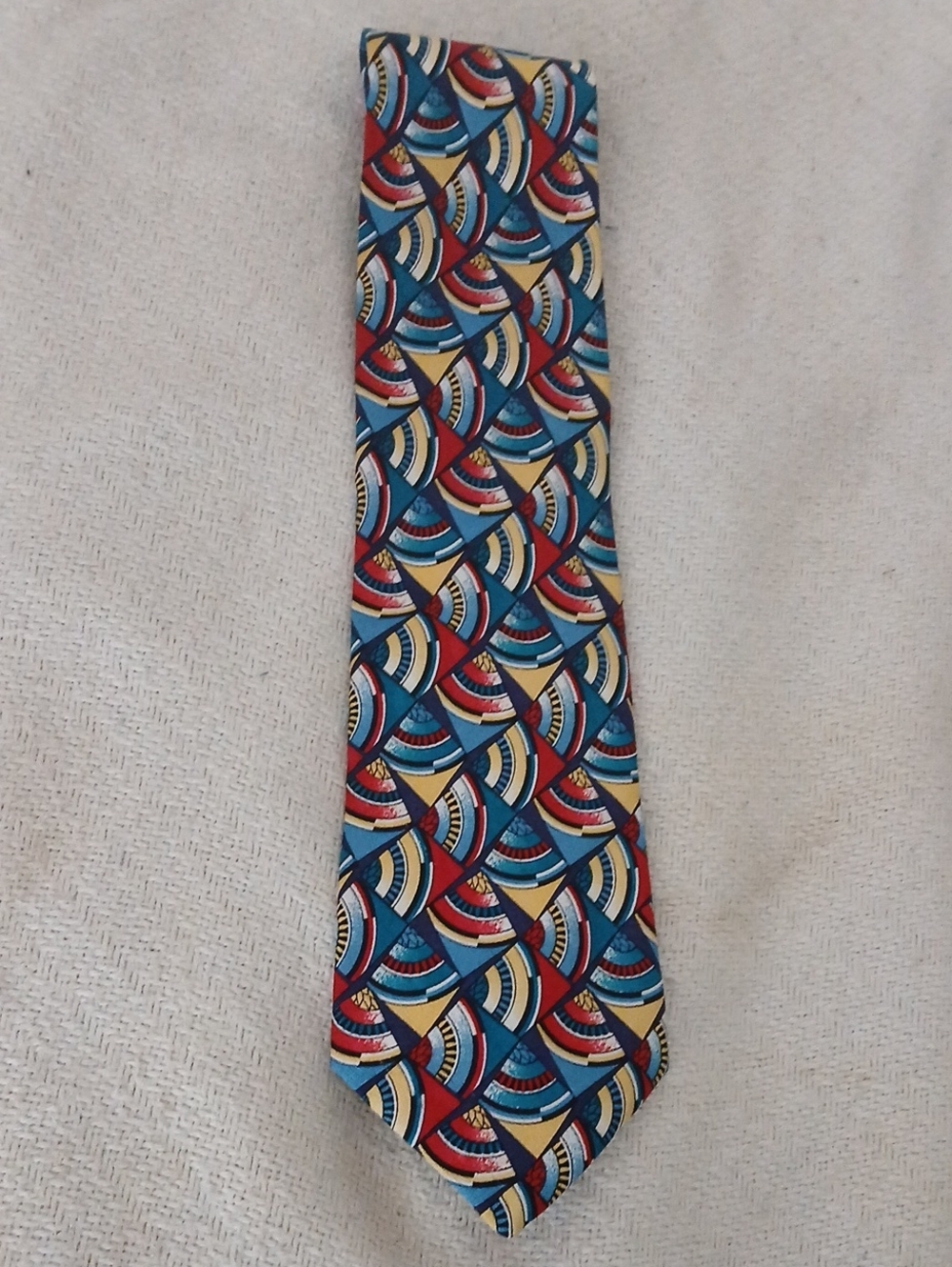 Bob Mackie Multicolor Geometric Men's Tie in Blue, Red, Yellow